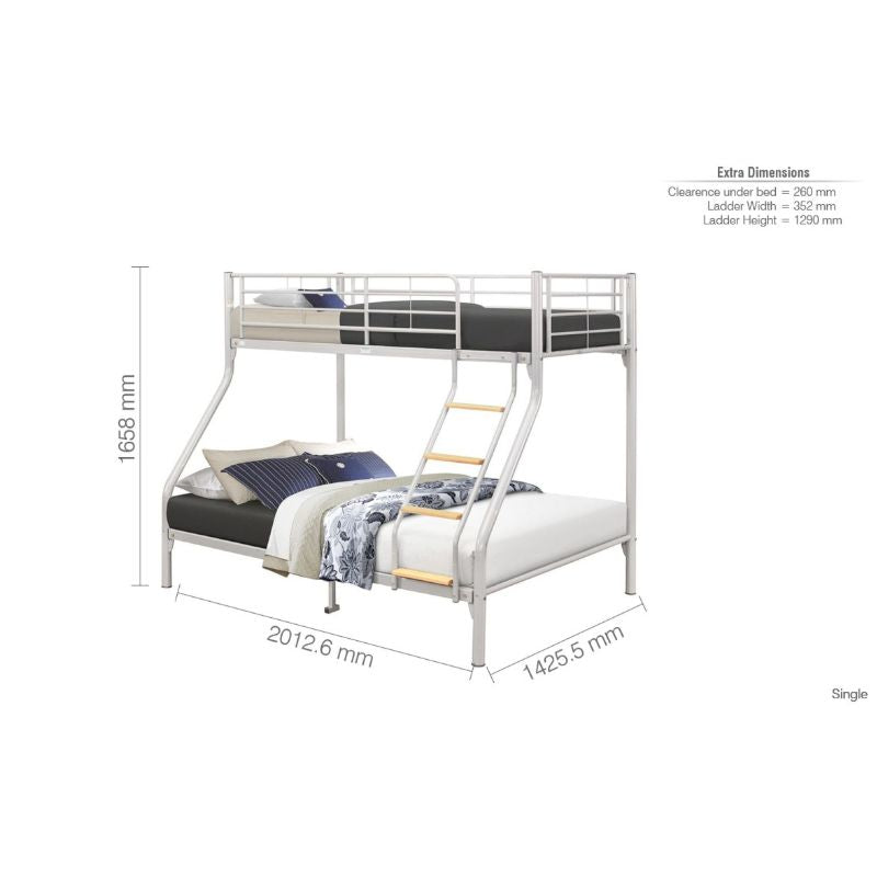 Nexus Metal Bunk Bed - Triple Sleeper