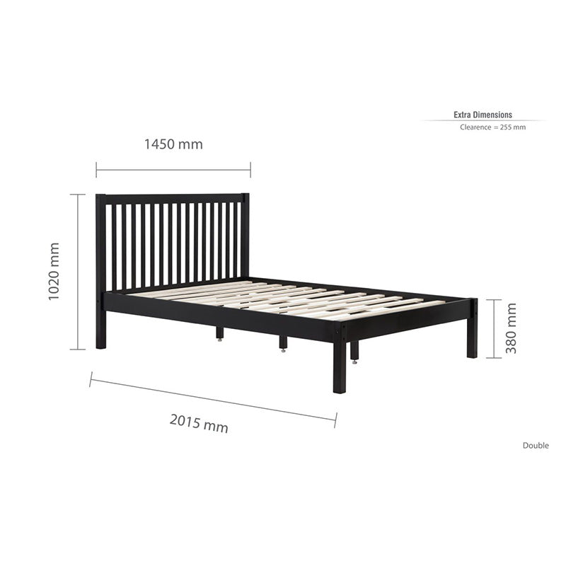 Noir Black Wooden Bed Frame