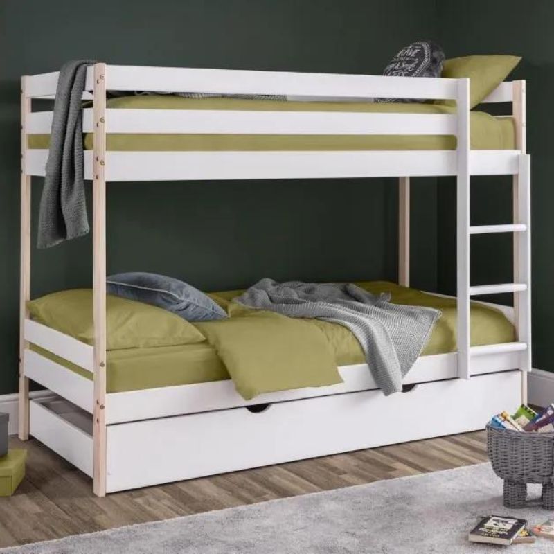 Cluster White and Oak Bunk Bed Frame - 3ft Single