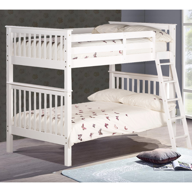 Cambridge White Wooden Bunk Bed Frame - 3ft Single