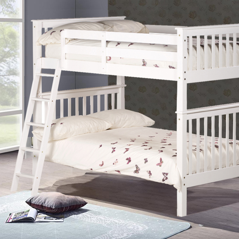 Cambridge White Wooden Bunk Bed Frame - 3ft Single