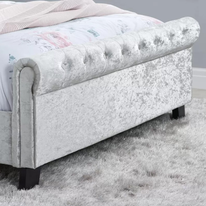 Umber Double Steel Crushed Velvet Bed