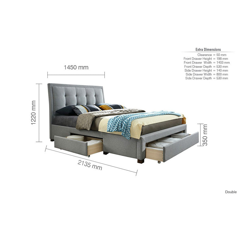 Voyage Grey Fabric Bed