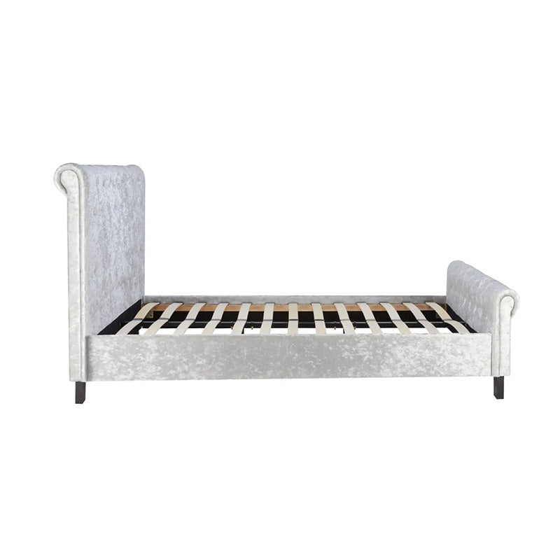 Umber Double Steel Crushed Velvet Bed