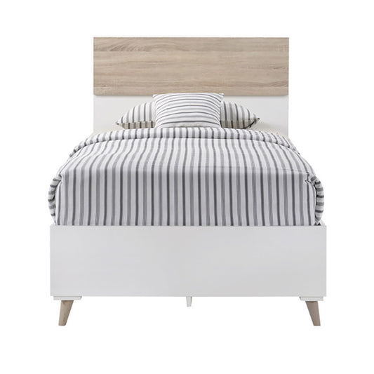 Baltic Modern White and Oak Bed Frame