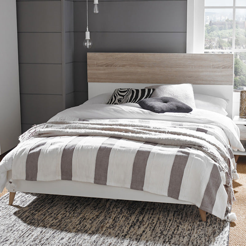 Baltic Modern White and Oak Bed Frame