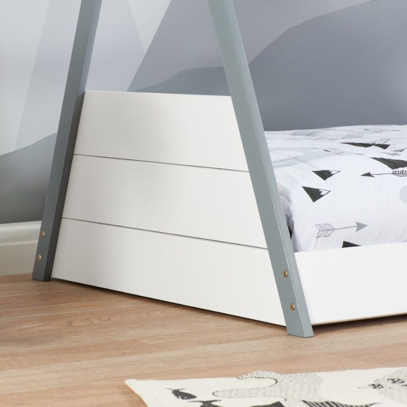 Teepee Single Bed In White & Grey Finish - 3ft