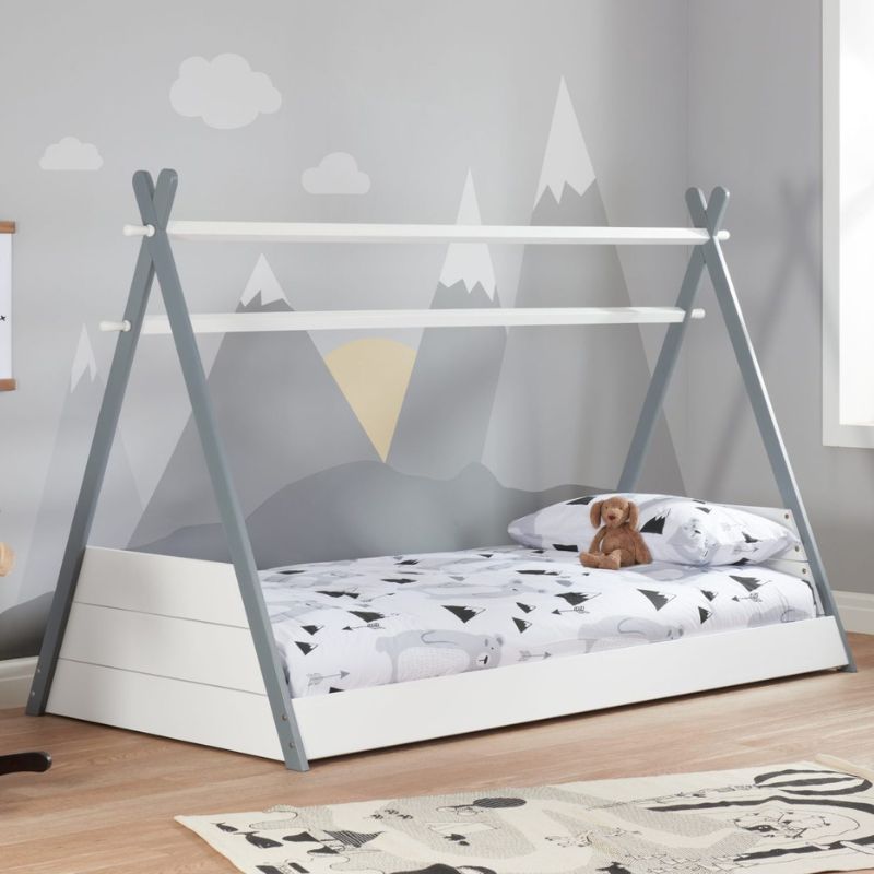 Teepee Single Bed In White & Grey Finish - 3ft