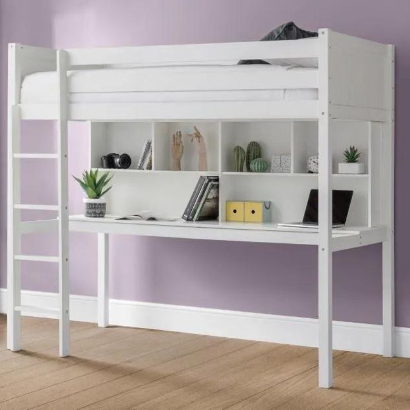 titan high sleeper childrens bed with desk and shelves