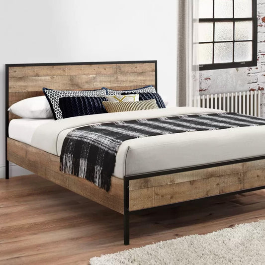 Old Street Rustic Oak & Black City Bed