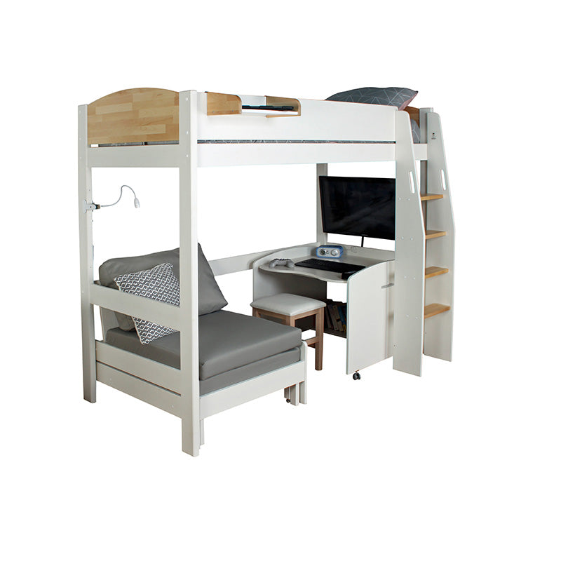 Urban Birchwood High Sleeper with Desk & Futon Sofa Bed