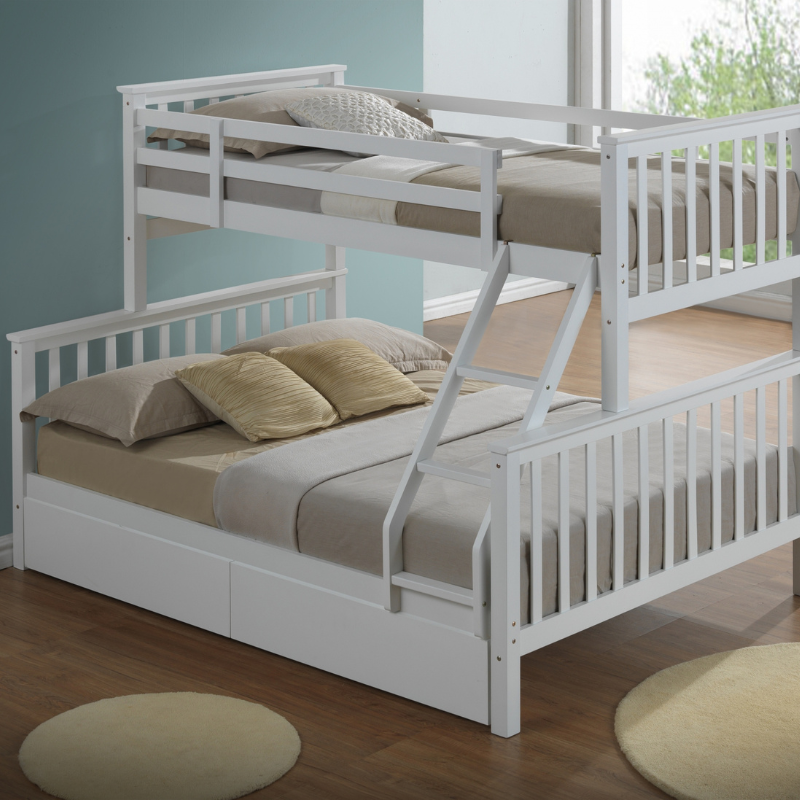 Amity White Wooden Triple Sleeper Bunk Bed