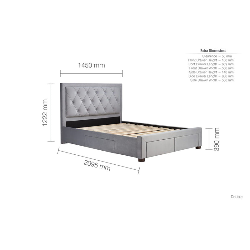 Hart Fabric 4 Drawer Storage Bed