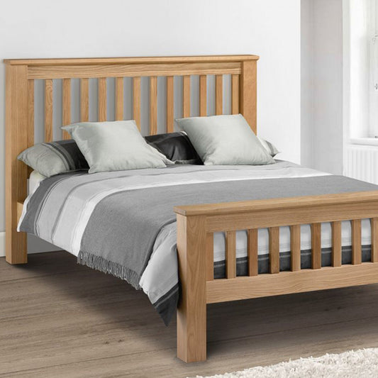 Bulldog Double Oak Wooden Bed Frame High Footend