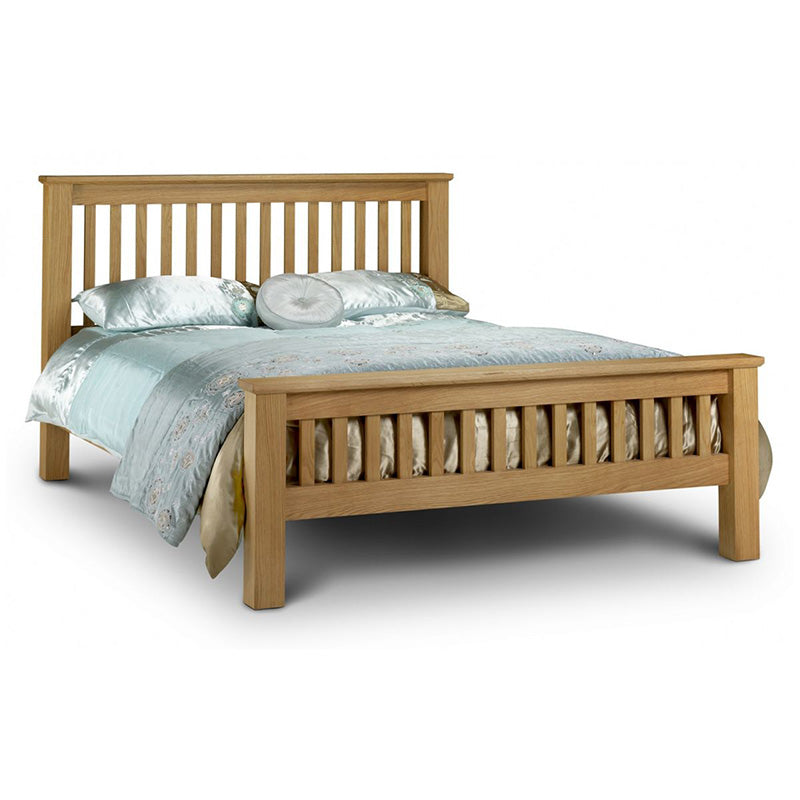 Bulldog Double Oak Wooden Bed Frame High Footend