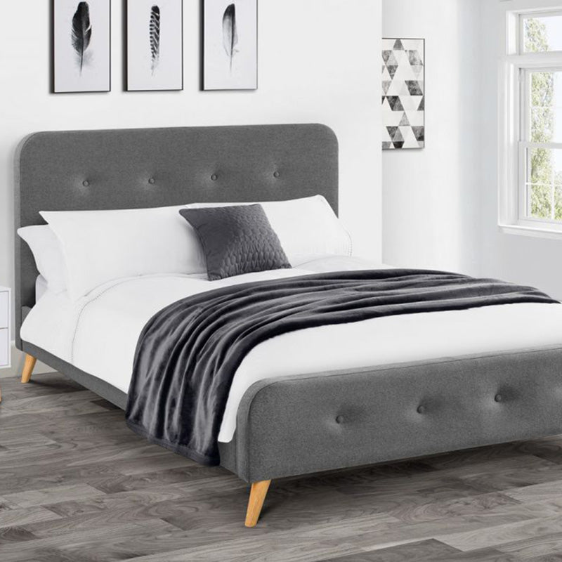 Scandinavian Curved Retro Fabric Bed Dove Grey