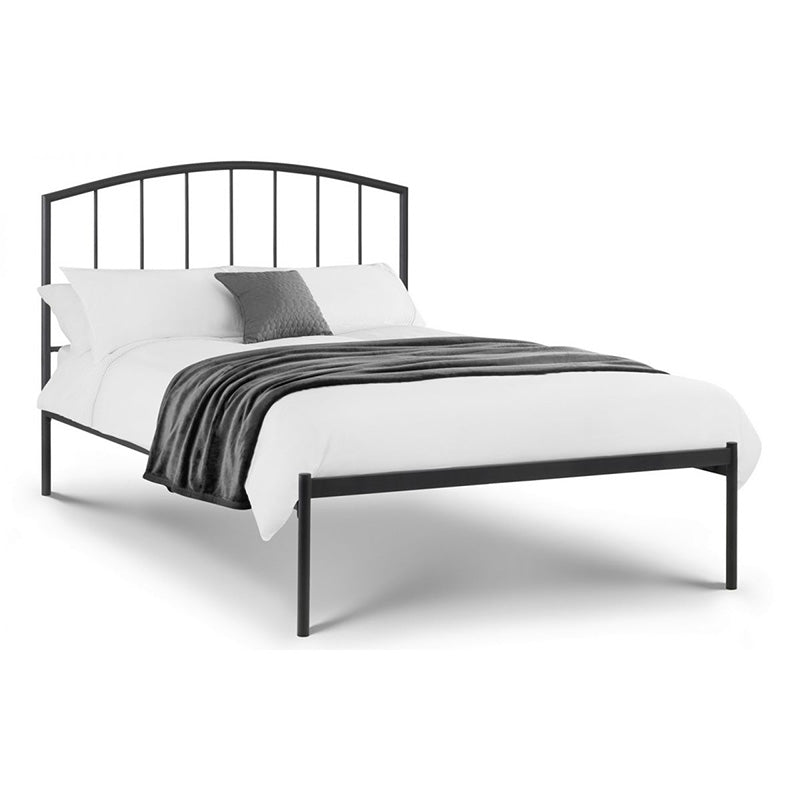 Rhinestone Satin Black Metal Bed