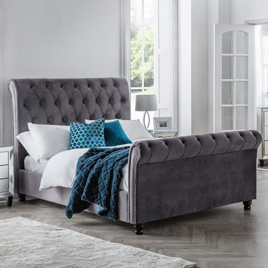 Amore Grey Velvet Luxury Bed