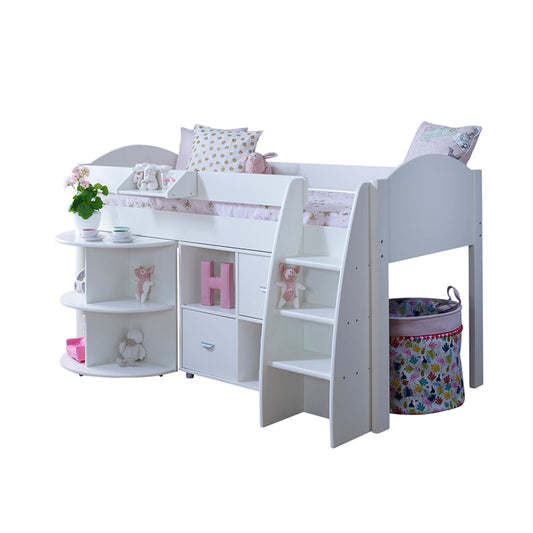 Eli C Mid Sleeper With Pull Out Desk & Cube Storage Unit - 3ft Single