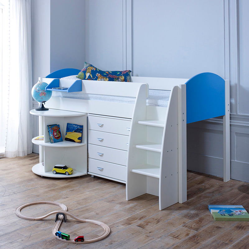 Eli D Mid Sleeper with Pull Out Desk And Chest Of 4 Drawers - 3ft Single