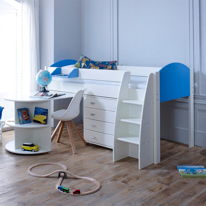 Eli D Mid Sleeper with Pull Out Desk And Chest Of 4 Drawers - 3ft Single