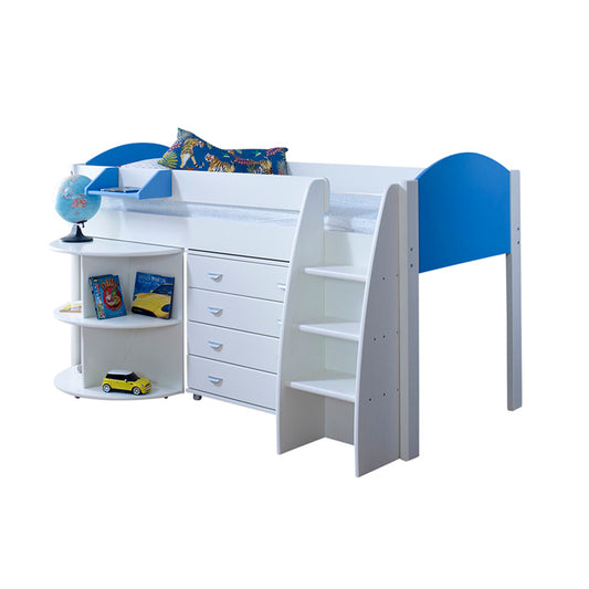 Eli D Mid Sleeper with Pull Out Desk And Chest Of 4 Drawers - 3ft Single