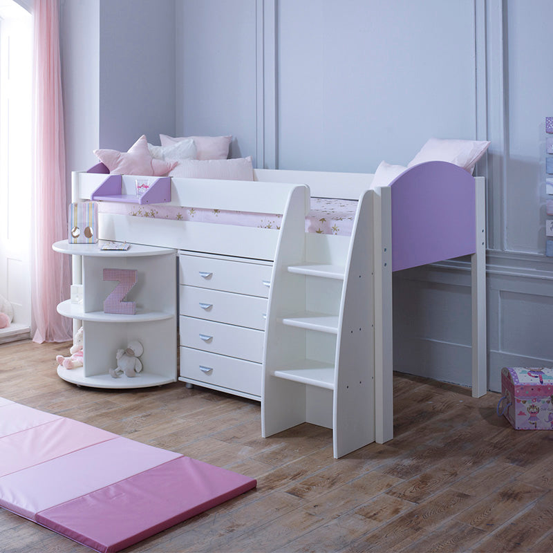 Eli D Mid Sleeper with Pull Out Desk And Chest Of 4 Drawers - 3ft Single