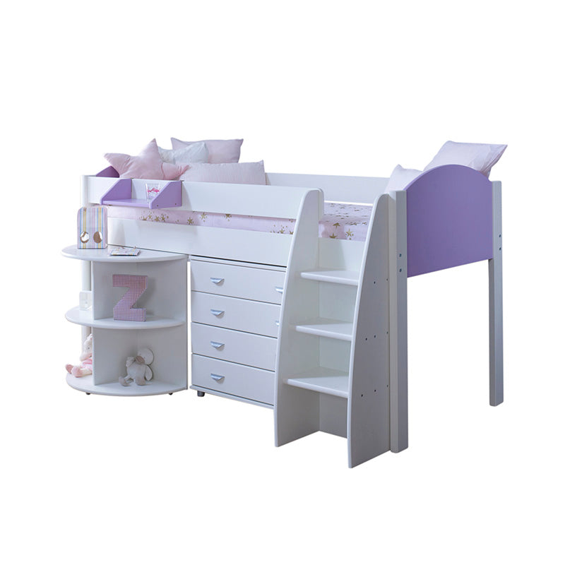 Eli D Mid Sleeper with Pull Out Desk And Chest Of 4 Drawers - 3ft Single