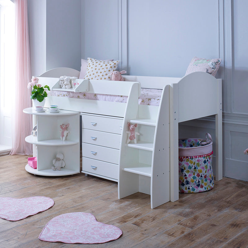 Eli D Mid Sleeper with Pull Out Desk And Chest Of 4 Drawers - 3ft Single