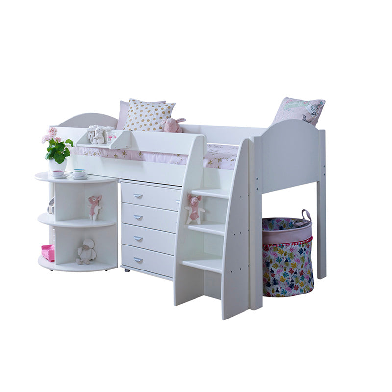 Eli D Mid Sleeper with Pull Out Desk And Chest Of 4 Drawers - 3ft Single