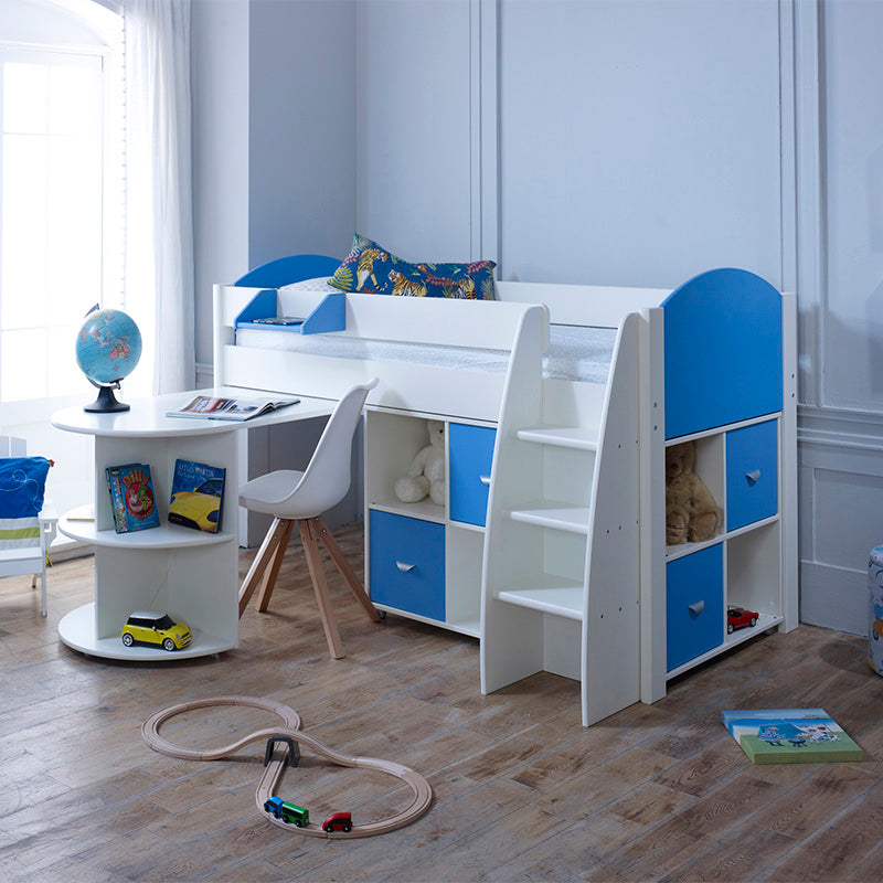 Eli G Mid Sleeper with Pull out desk and 2 no. Cube Storage Units- 3ft Single