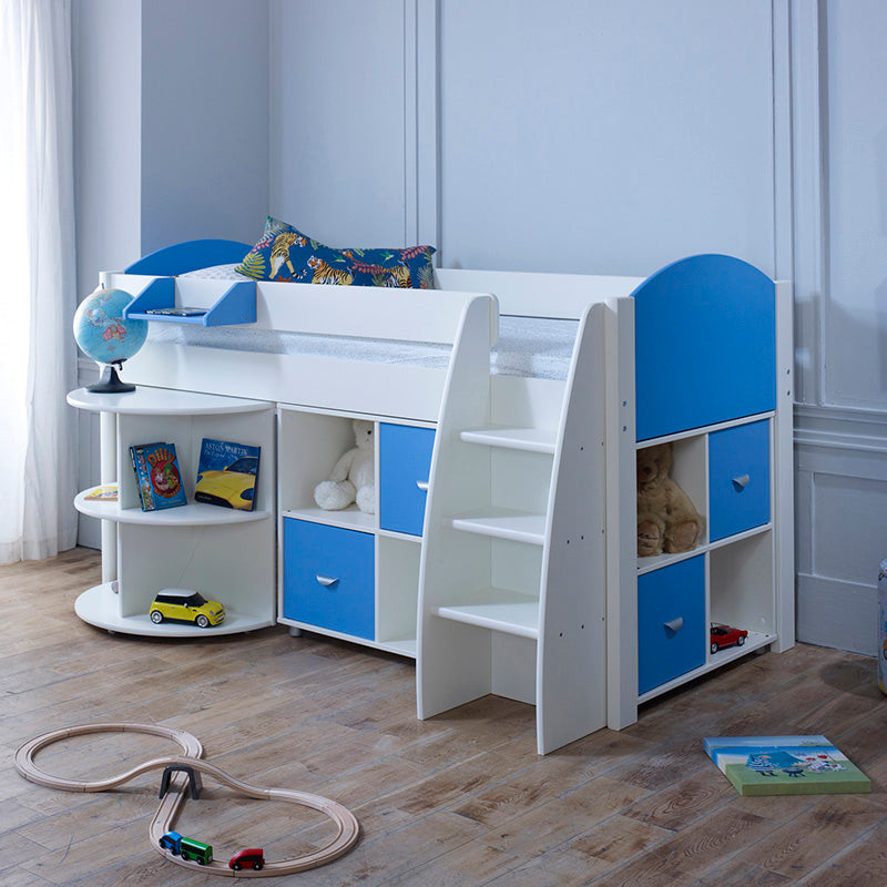 Eli G Mid Sleeper with Pull out desk and 2 no. Cube Storage Units- 3ft Single