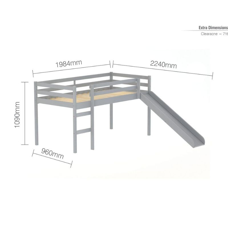 Frankie Midi Sleeper With Slide - 3ft