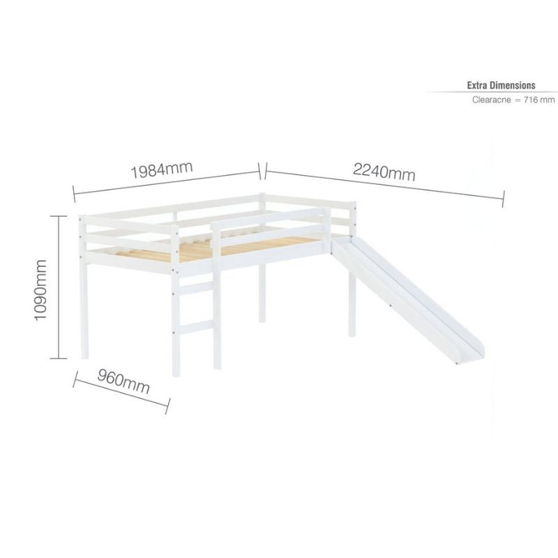 Frankie Midi Sleeper With Slide - 3ft