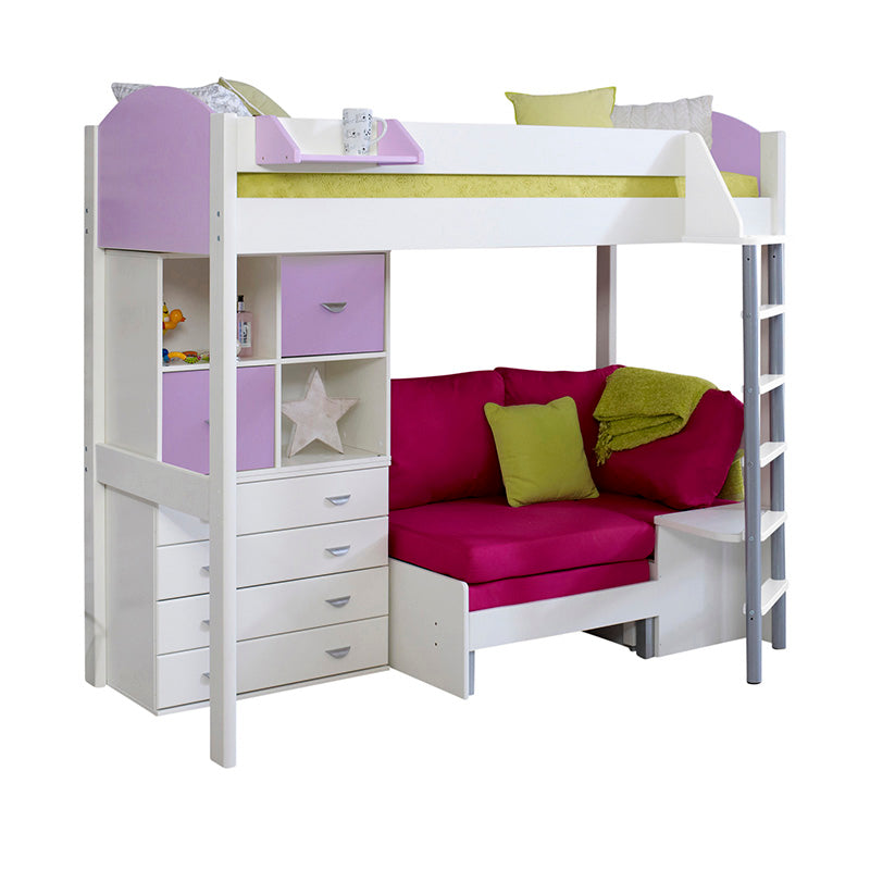 Noah High Sleeper Bed with Drawers, Storage Unit & Futon Sofa Bed