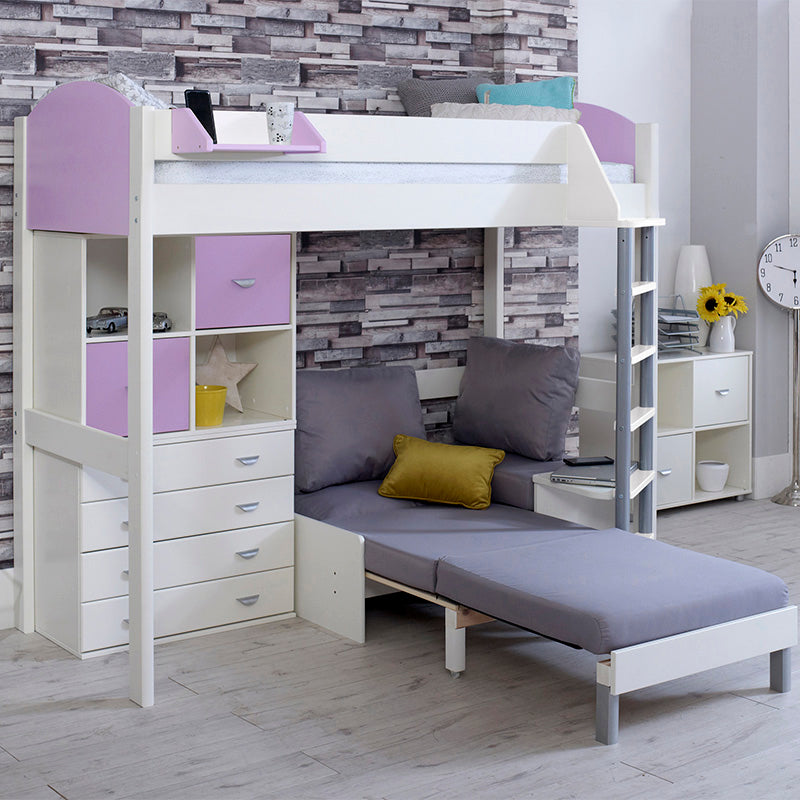 Noah High Sleeper Bed with Drawers, Storage Unit & Futon Sofa Bed