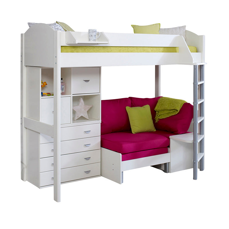 Noah High Sleeper Bed with Drawers, Storage Unit & Futon Sofa Bed