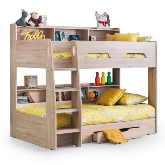 Milky Wooden Storage Bunk Bed Frame - 3ft Single