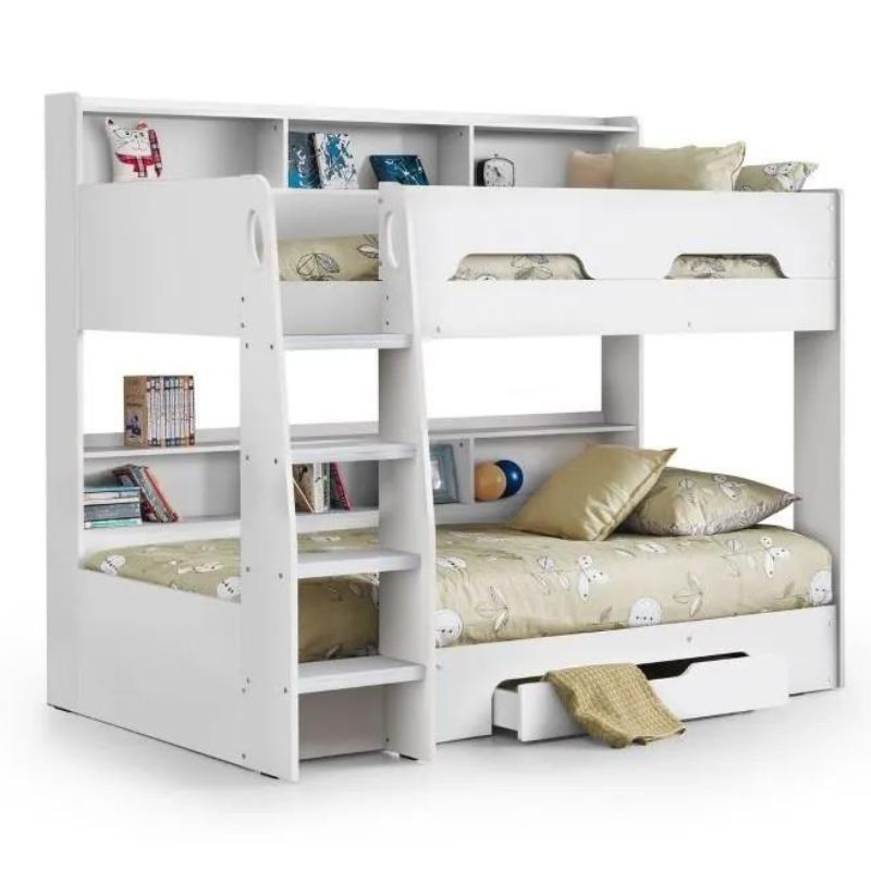 Milky Wooden Storage Bunk Bed Frame - 3ft Single