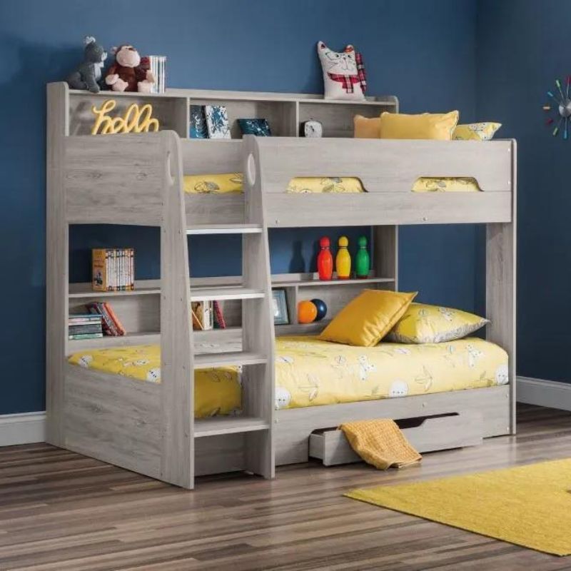 Milky Wooden Storage Bunk Bed Frame - 3ft Single