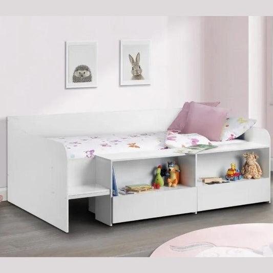 Arcturus White Wooden Childrens Low Sleeper Cabin Storage Bed